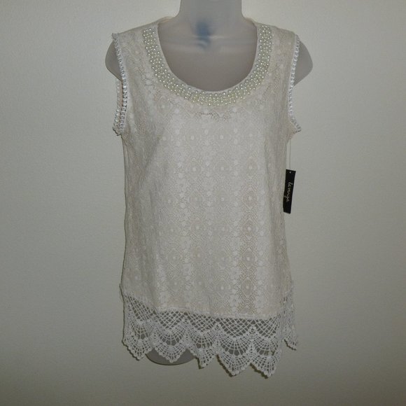 La Vanya Beautiful Beaded Lace Top NWT - Picture 1 of 4